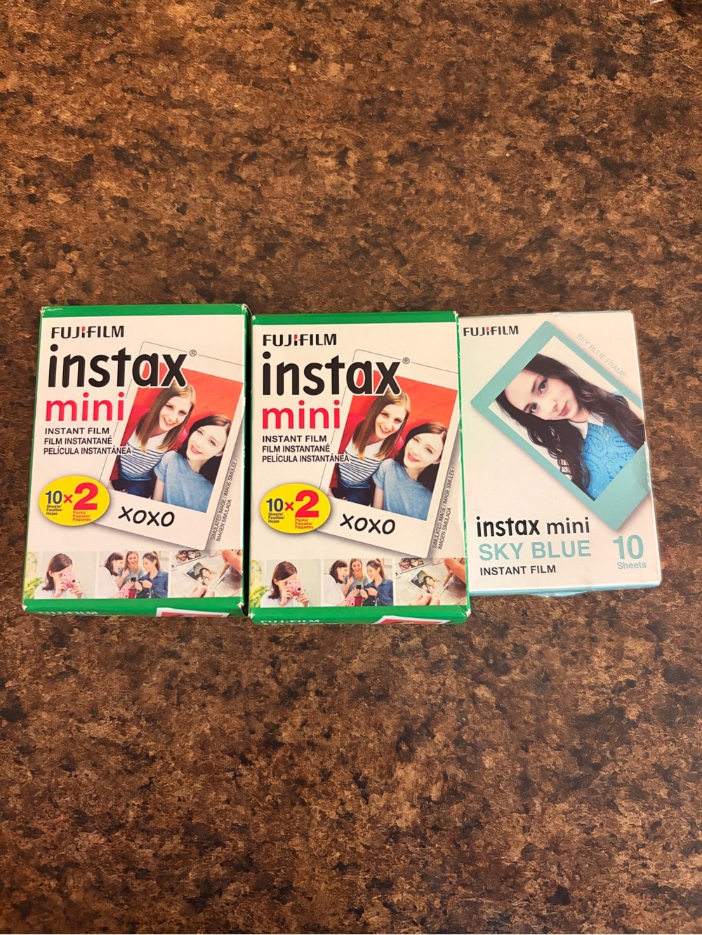 Fujifilm Instax Mini Instant Film Packs - White & Sky Blue Borders